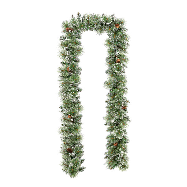 Placide 9' PreLit Frosted Greenery Pinecones Christmas Garland with
